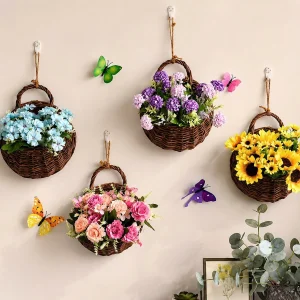 GIỎ HOA MÂY TRE ĐAN TREO TƯỜNG