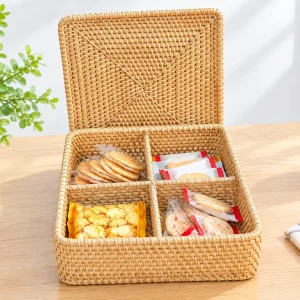 HỘP ĐỰNG BÁNH KẸO MÂY TRE ĐAN
