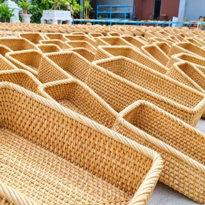 KHAY CHỮ NHẬT MÂY TRE ĐAN THỦ CÔNG