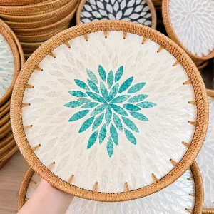 KHAY KHẢM TRÒN MÂY TRE ĐAN
